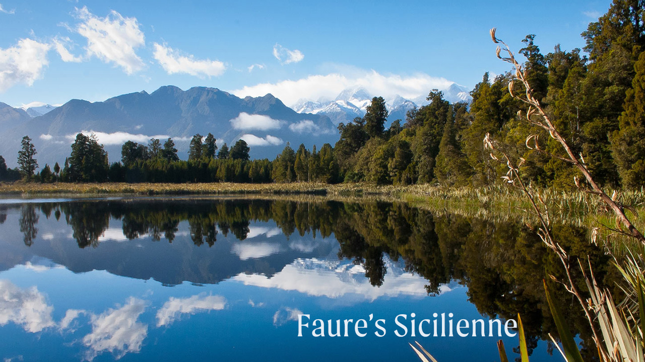 New Zealand lake with mountains in background